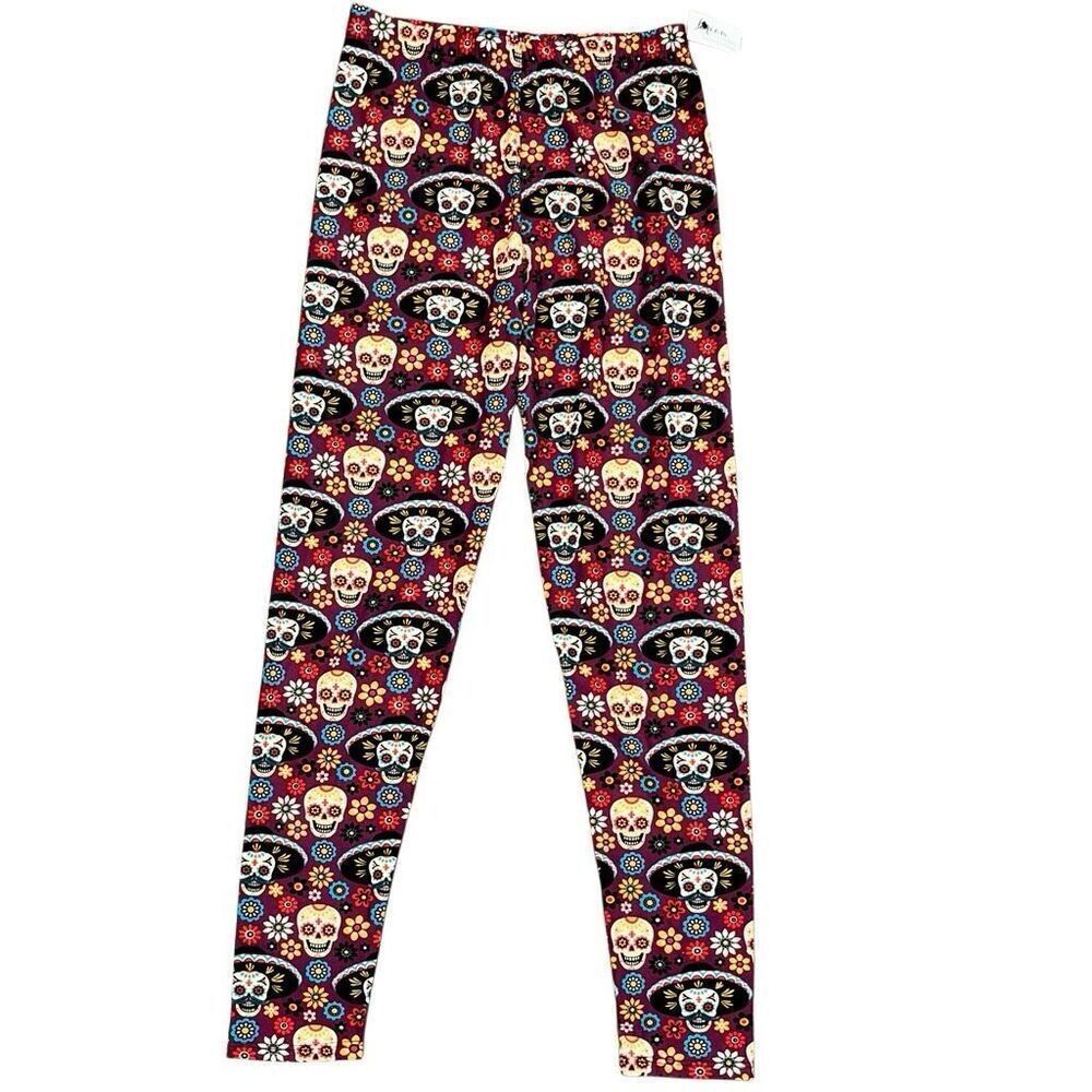 New! NWT Dream Leggings Day of the Dead Skulls One Size